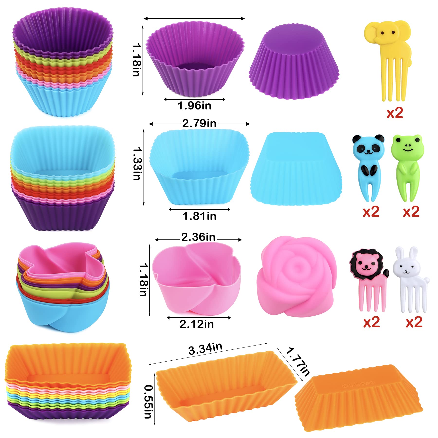 105-Piece Silicone Food Box Accessories Set – Dividers, Sauce Bottles, Animal Forks For Kids Lunch - View #9