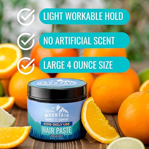 Miniatura 3 de Rocky Mountain Barber Company Pasta de peinado infantil para niños, bañera grande de 4 onzas, gel de sujeción media para todos los peinados, aroma