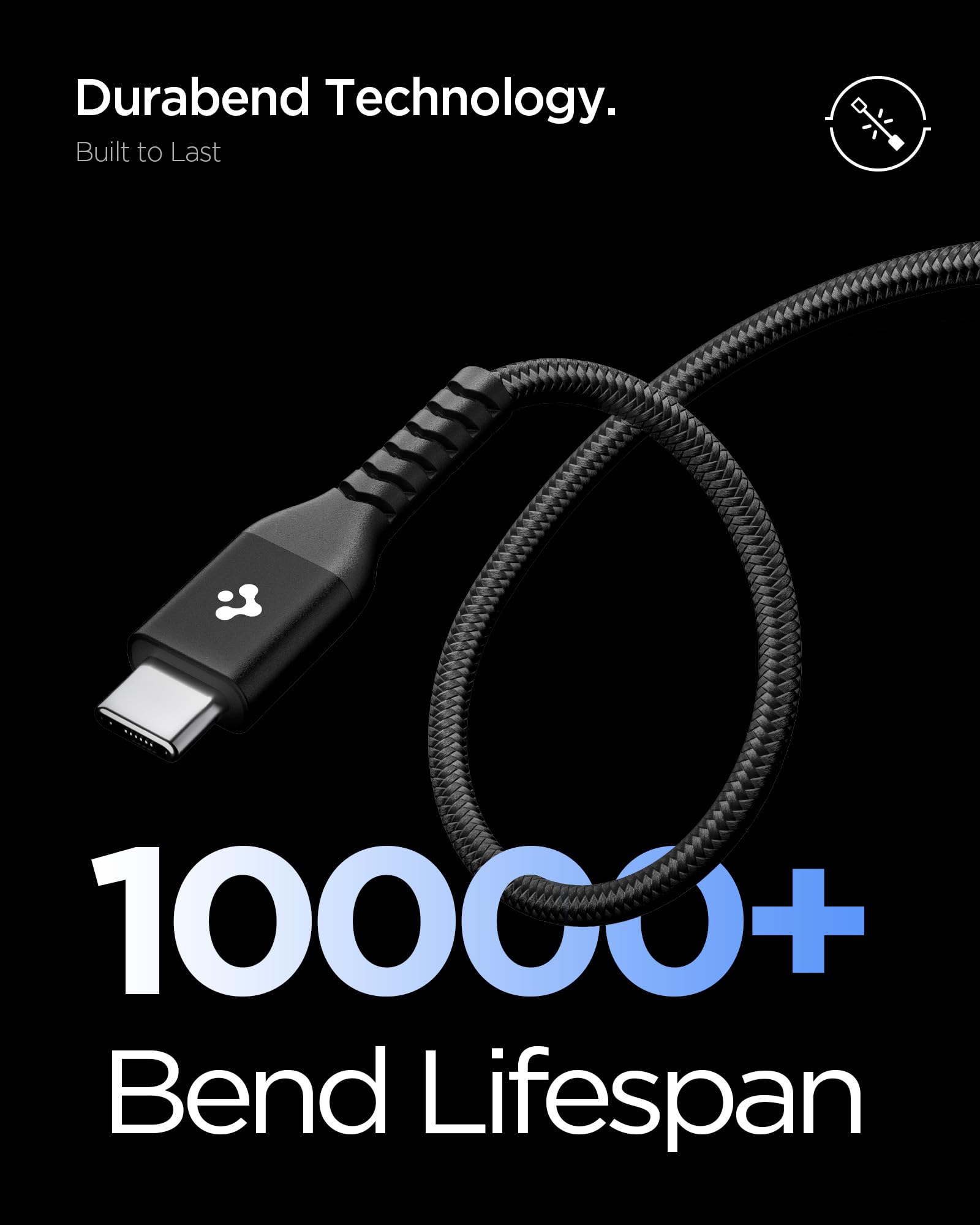 Spigen Type-C to C Cable Cable 100W, 2M, USB2, 480Mbps, E-Marker Chip, Durable Bending, Compatible with Galaxy, iPhone, iPad, Wearable device, TWS device (EB10020CCA) - Black — Amazon image 5
