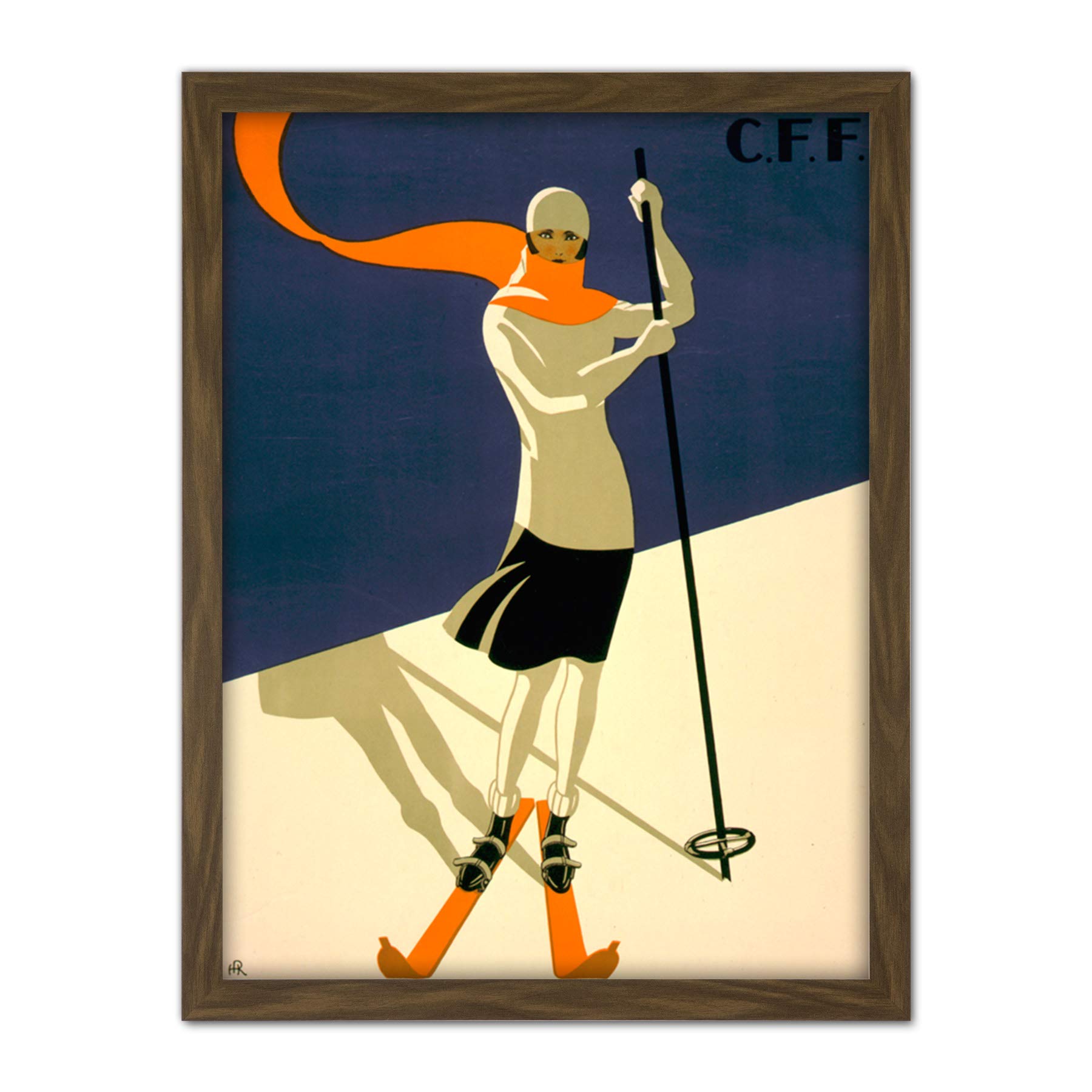 Wee Blue Coo St Croix Switzerland Alpine Ski Artwork Framed Wall Art Print 18X24 Inch