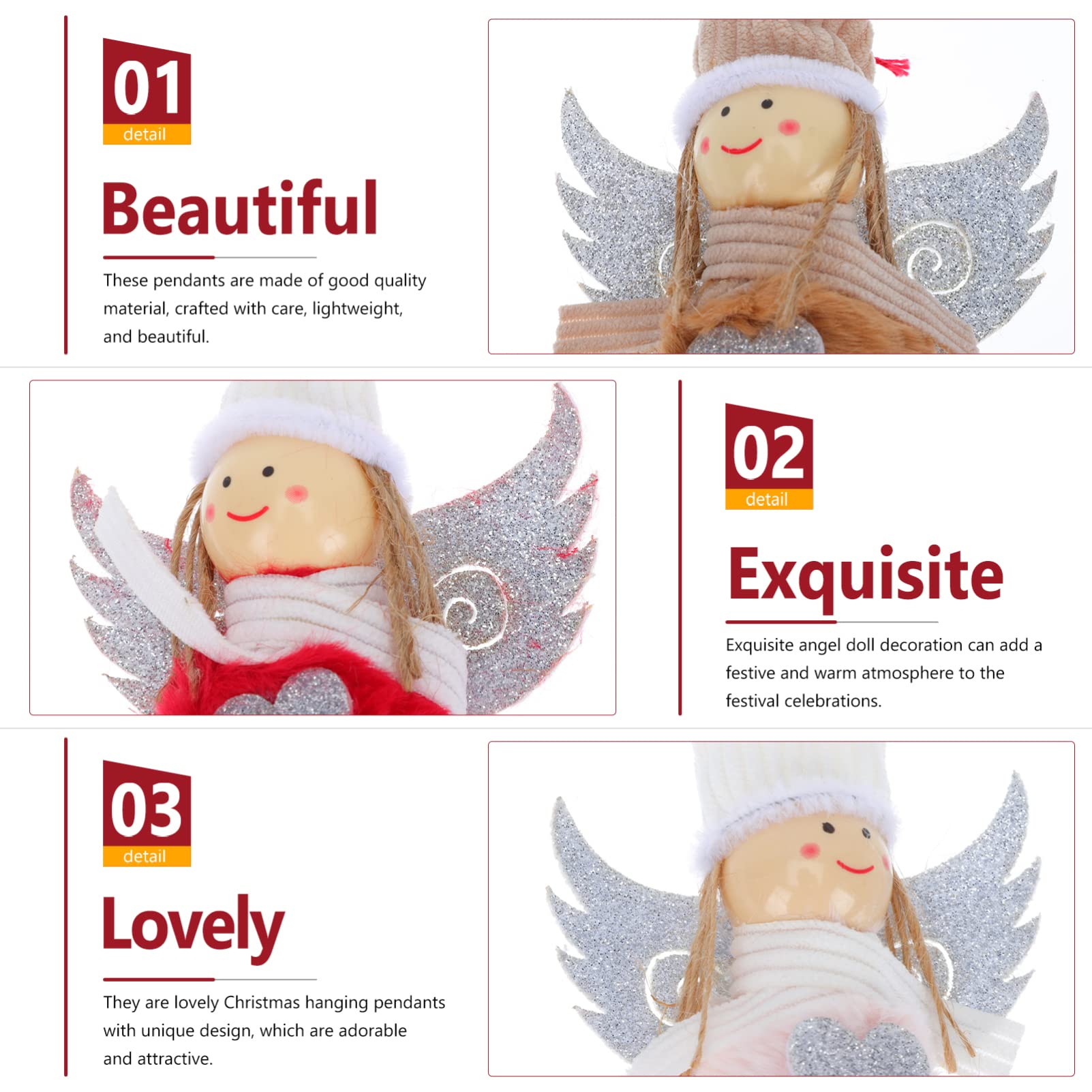 PRETYZOOM 4 Juegos Colgante Ángel De Navidad Batería De Luces De Hadas Adornos Muñecos Navideños Christmas Tree Decoración del Árbol De Navidad Colgante De Árbol De Navidad 6 Piezas * 4