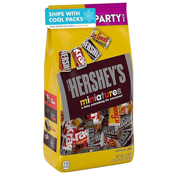 HERSHEY'S Miniatures Assorted Chocolate Candy Party Pack, Halloween Candy, 35.9 oz