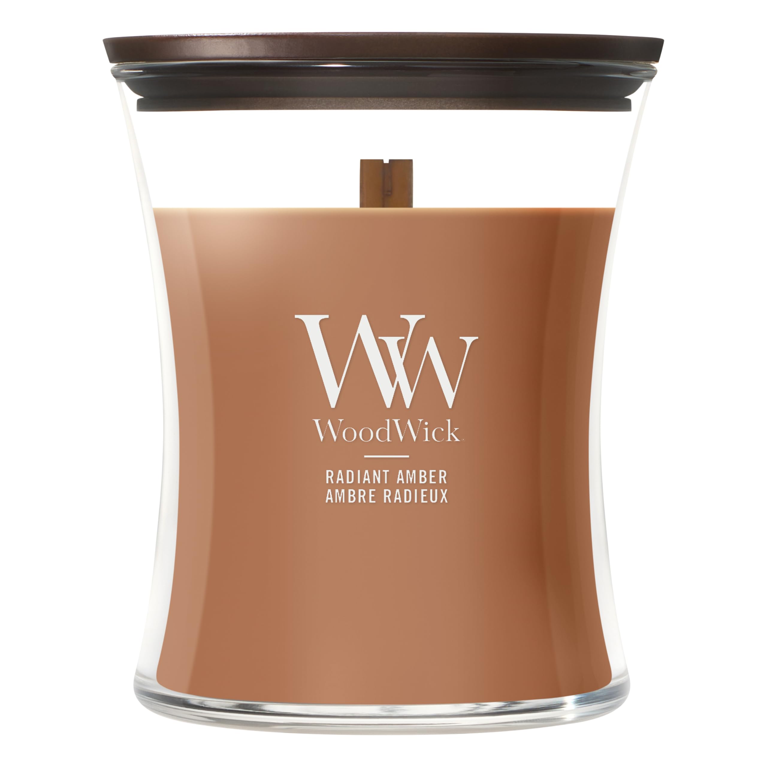 WoodWick Scented Candle| Medium Hourglass Candle | Radiant Amber | Perfect Gifts for Women
