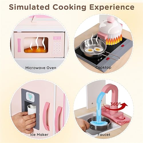Miniatura 4 de SainSmart Jr. Juego de cocina de madera para niños, juego de cocina premium para niños pequeños, incluye estufa, refrigerador y accesorios para