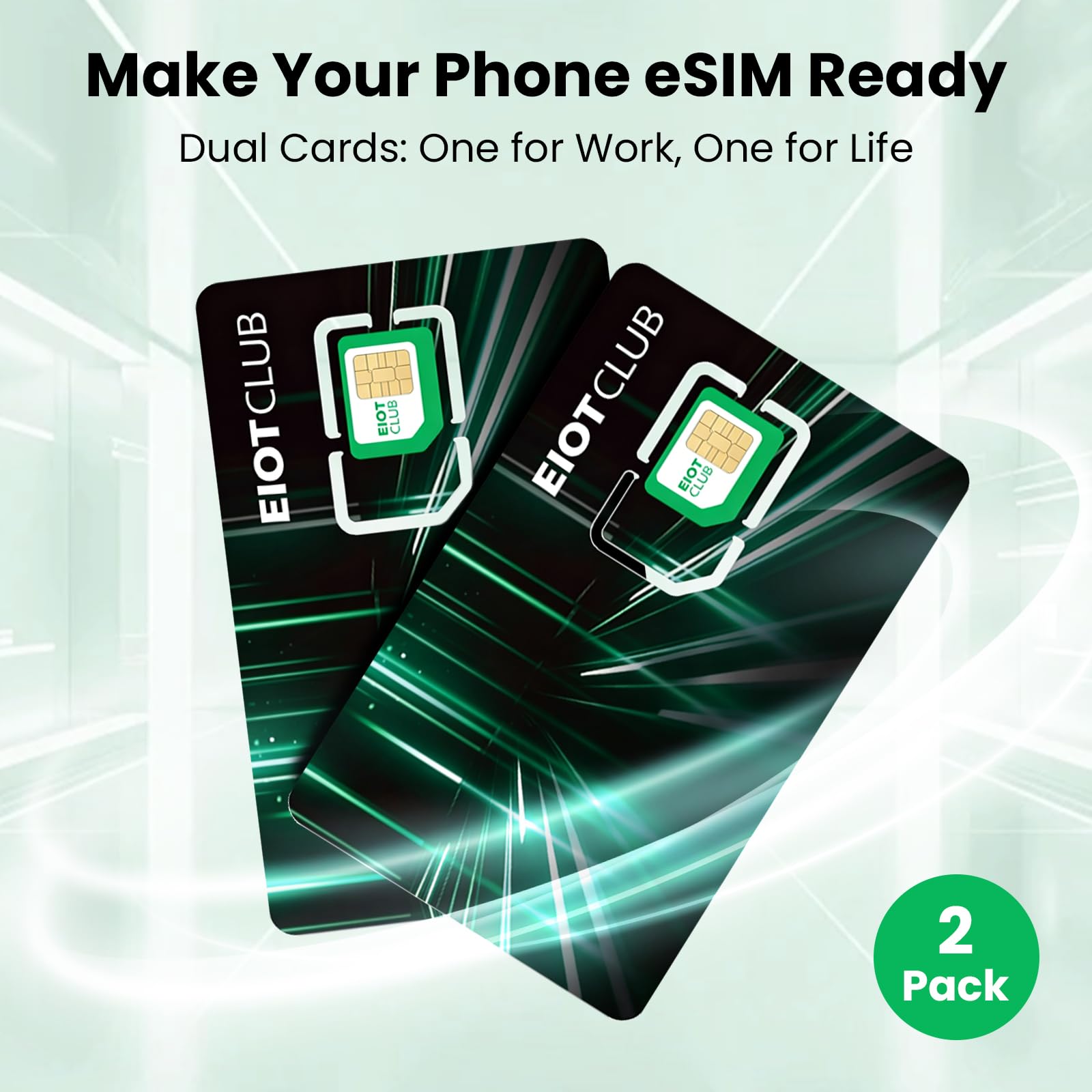 EIOTCLUB Adattatore eSIM Solo per Android: Trasforma il tuo Smartphone in un Dispositivo eSIM, Download Illimitati, 1.1GB di Data Inclusi, Roaming 200+ Paesi (Scheda Fisica, 2 pezzi)