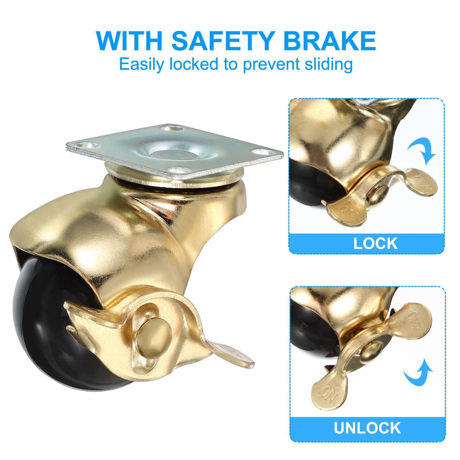 PATIKIL Ball Caster Wheels - 4 Pack with Brake -4
