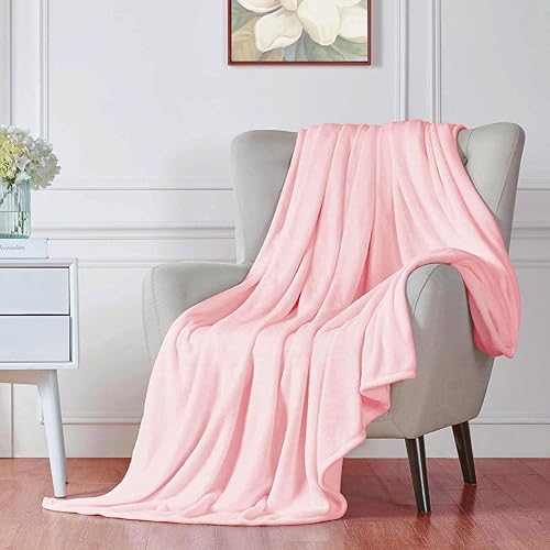 Walensee Manta de vellón de felpa, ligera (tamaño Queen, 90 x 90 pulgadas, rosa), manta de franela de microfibra súper suave para sofá o cama,