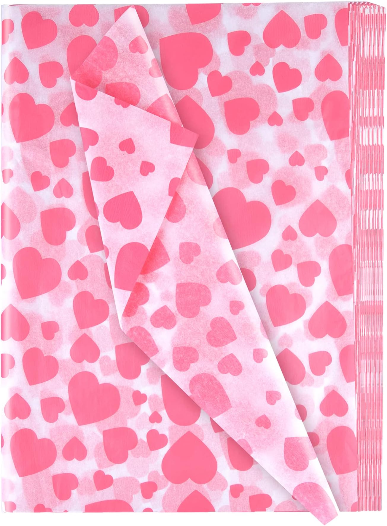 PLULON 90 Sheets Valentine Day Gift Wrapping Tissue Paper Birthday, Tissue Paper for Home, Kitchen, DIY Crafts, Wrapping Accessory（Pink Heart）
