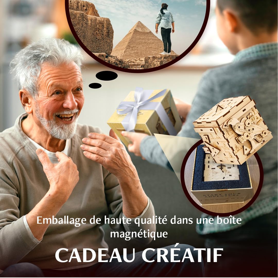 INSCAPE Pharaoh´s Secret Boîte - Escape Room in A Box - Puzzles d'esprit pour Adultes - Compartiments cachés - Boîte en Bois - Gadget
