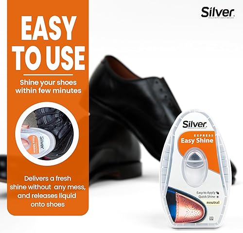 Miniatura 4 de Silver Express Shoe Shine Sponge - Esmalte de zapatos instantáneo para zapatos, botas y más, abrillantador de zapatos rápido y fácil, 0.2 fl oz