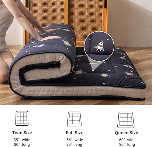 Miniatura 3 de Colchón de futón extra grueso, acolchado japonés plegable enrollable colchón para dormir, colchón portátil plegable para acampar Shikibuton,