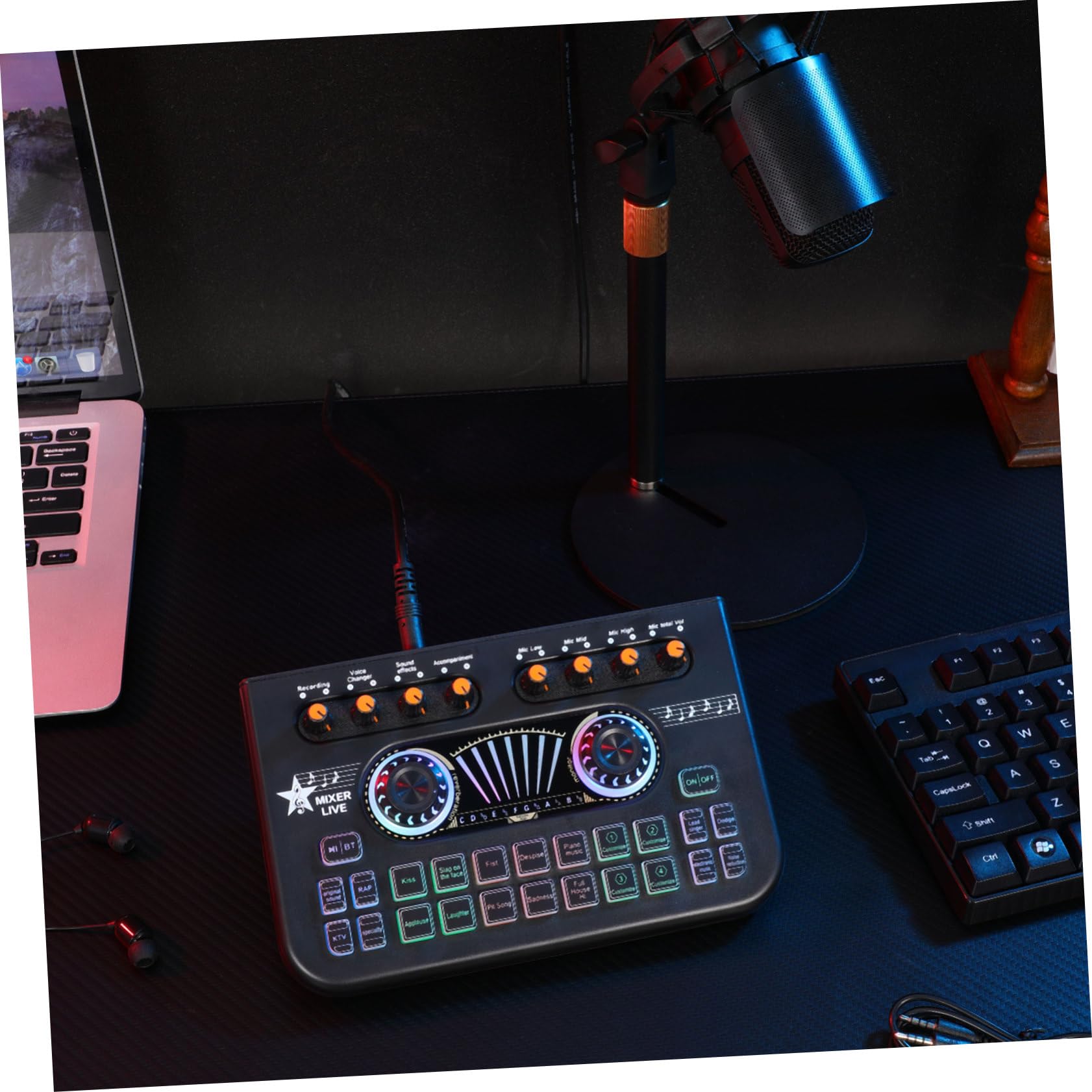 Angoily Mikser Muzyczny Dla Dzieci Mikser Audio Gitara Stereo Karta Dźwiękowa Do Transmisji Na Żywo Gry Zmieniacz Głosu
