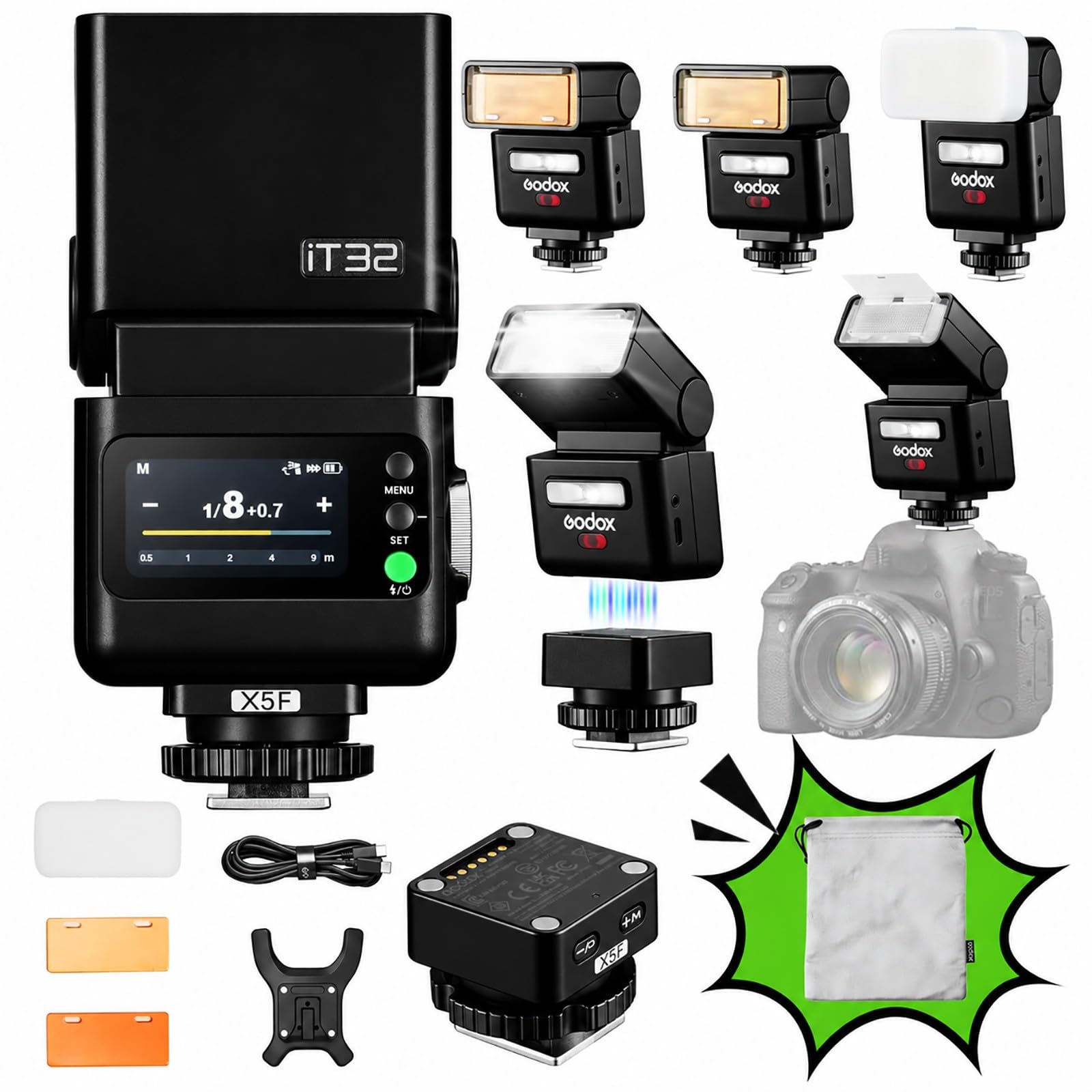 Amazon | Godox iT32 TTL カメラフラッシュ、X5F ワイヤレスフラッシュ