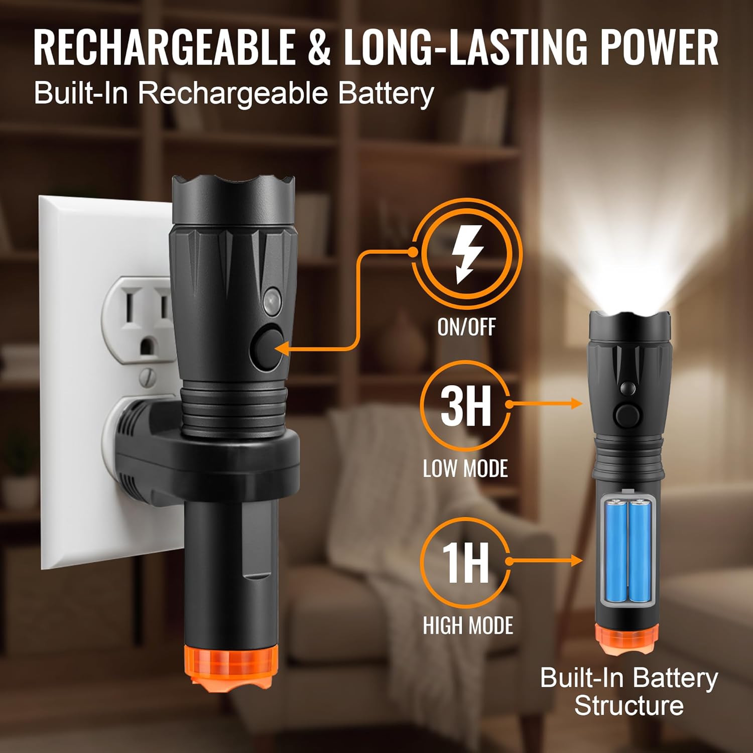 4 in 1 Plug in Emergency Flashlight Rechargeable LED Night Light with Motion Sensor for Power Outage Home Safety Portable Work Light Removable Torch for Camping and Indoor Use (4 Pack)