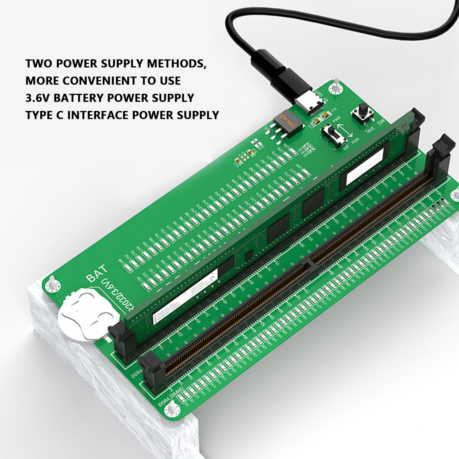 Hyuduo RAM-Speicher-Tester-Karte, DDR4-Steckplatz-Diagnosetool für Laptop-Computer mit LED-Lichtanzeige, Dual-Stromversorgungsmodi für Desktop- und Server-Computer