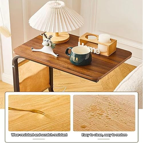 Miniatura 5 de Mesa auxiliar pequeña para sala de estar, mesa auxiliar auxiliar con ruedas, con bolsa de almacenamiento en forma de U, fácil de mover, mini mesa