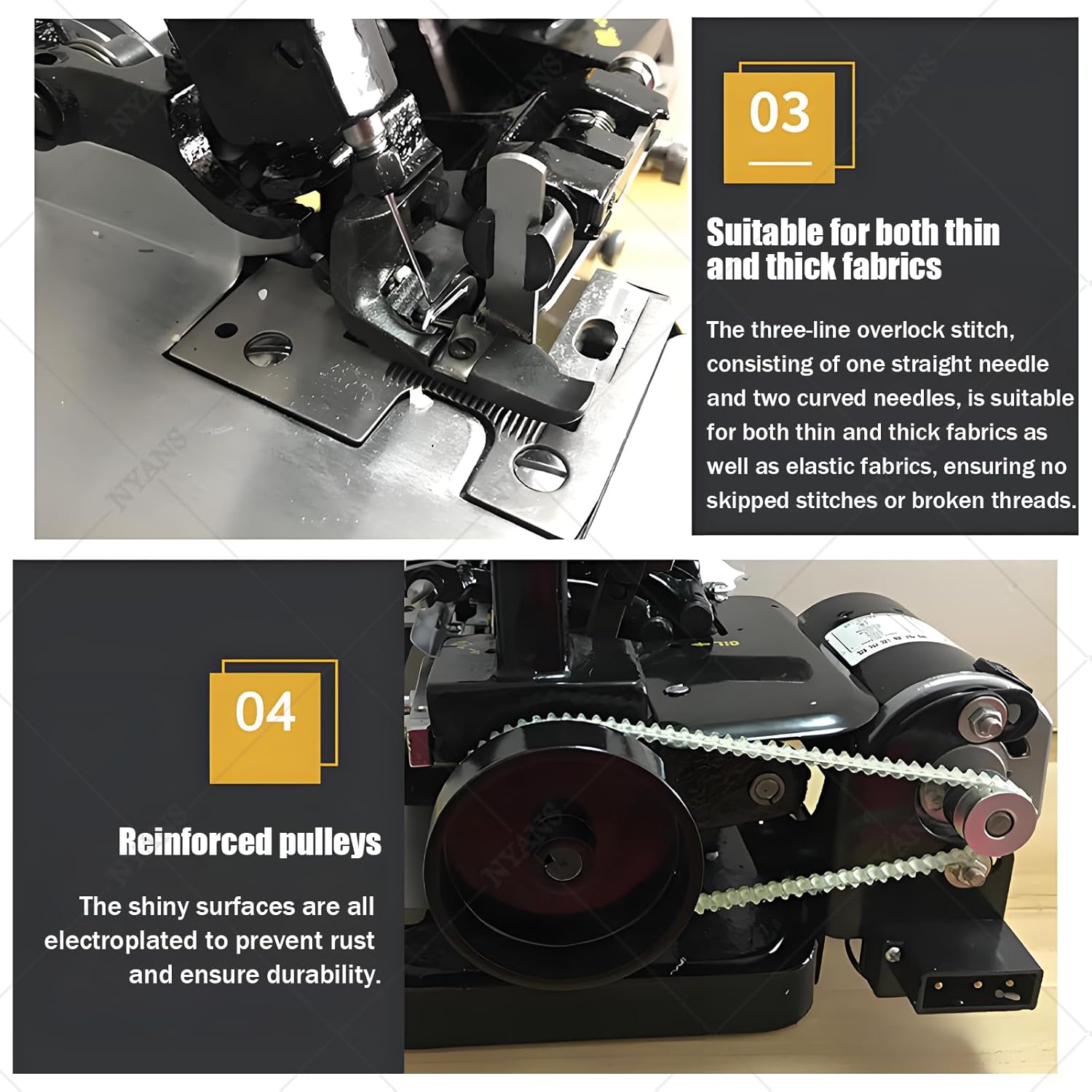 Overlocker Serger Sewing Machine, 3 Thread, Adjustable Stitch Length, Heavy Duty Metal Frame, Includes Accessories for Industrial Fabric Use Blue
