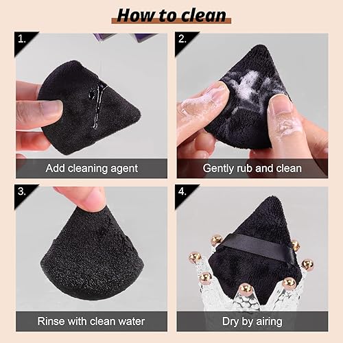 Miniatura 9 de Foonbe Esponjas de maquillaje 7 piezas multicolor y 6 piezas de soplo de polvo triangular negro