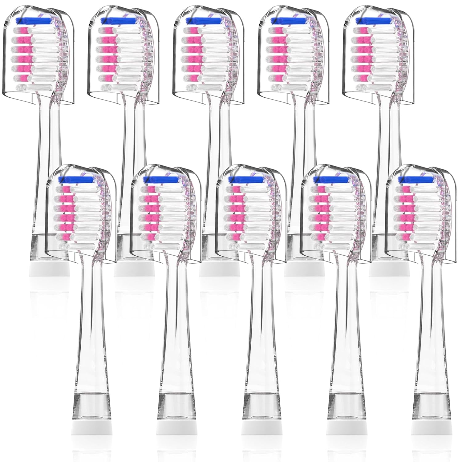 Cabeçotes de Substituição Compatíveis para Escova de Dentes Elétrica Seago SG513/SG977/SGEK6/DT-K6, para Crianças a Partir de 3 Anos, 10 Unidades com Tampa Protetora (Rosa, Médio)