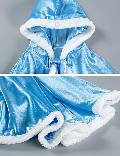 Miniatura 6 de Disfraz de princesa con capucha y capa de piel para niñas de 2 a 12 años Azul, Rosa, Morado, Rojo, Amarillo