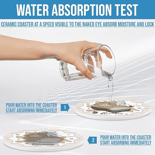 Miniatura 3 de Paquete de 6 posavasos de cerámica personalizados para gatos, regalos de inauguración de la casa para decoración del hogar para mujeres y adultos,