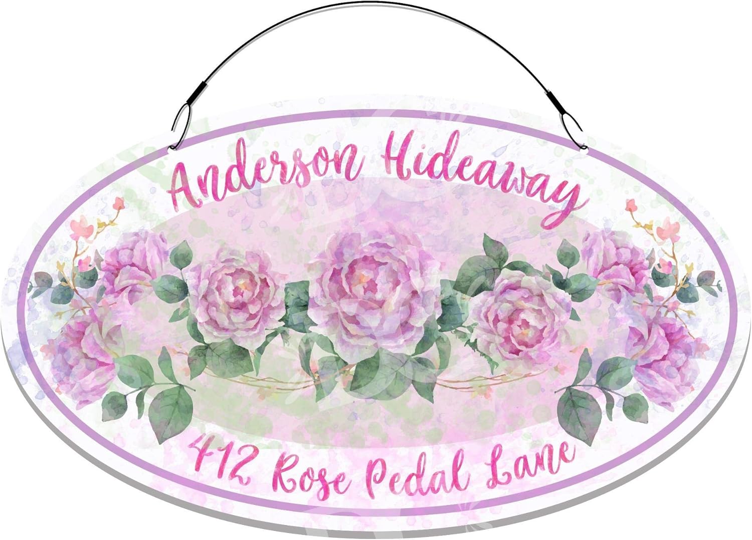 Pink Roses Themed Home Address Large Size Welcome Sign