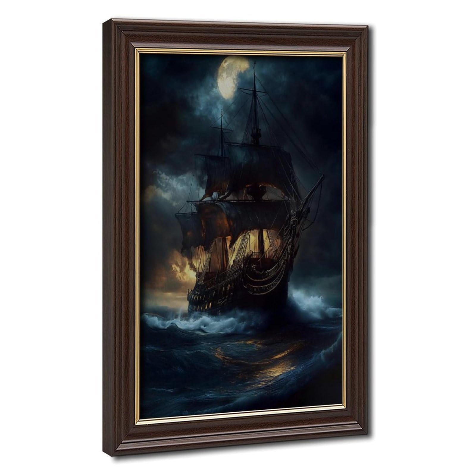 Bareronor Pirate Ship Poster Canvas Poster Bedroom Decor Landscape Office Room Decor Gift 20" L X 30" W