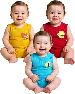 Cocoon Organics Vest style Onesies Bodysuit – Pack of 3 | Light weight soft stretchable Cotton | Snap Button Closure | Uni... Price In India