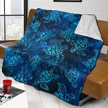 Watercolor Blue Sea Turtle Flannel Fleece Blanket Air-Conditioning Blanket Throw Ultra-Soft Velvet Plush Throw Blanket