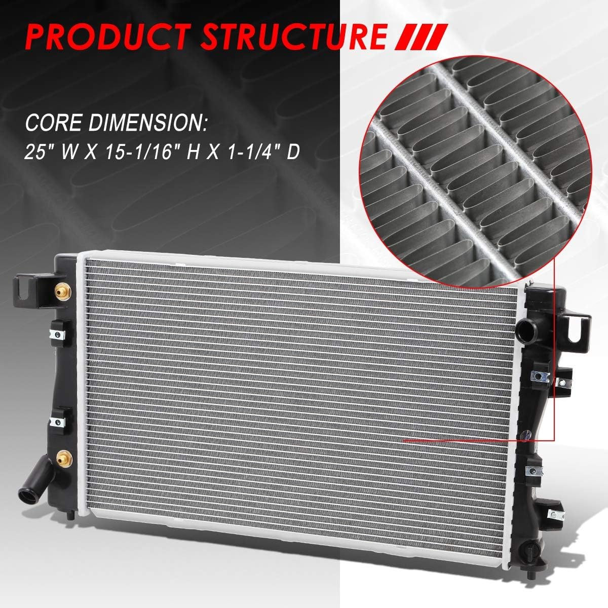 Auto Dynasty Radiator Compatible with 1993-1997 Concorde New Yorker Dodge Intrepid Eagle Vision AT, DPI 1390 Factory Style 1-Row Cooling Radiator, Aluminum Core