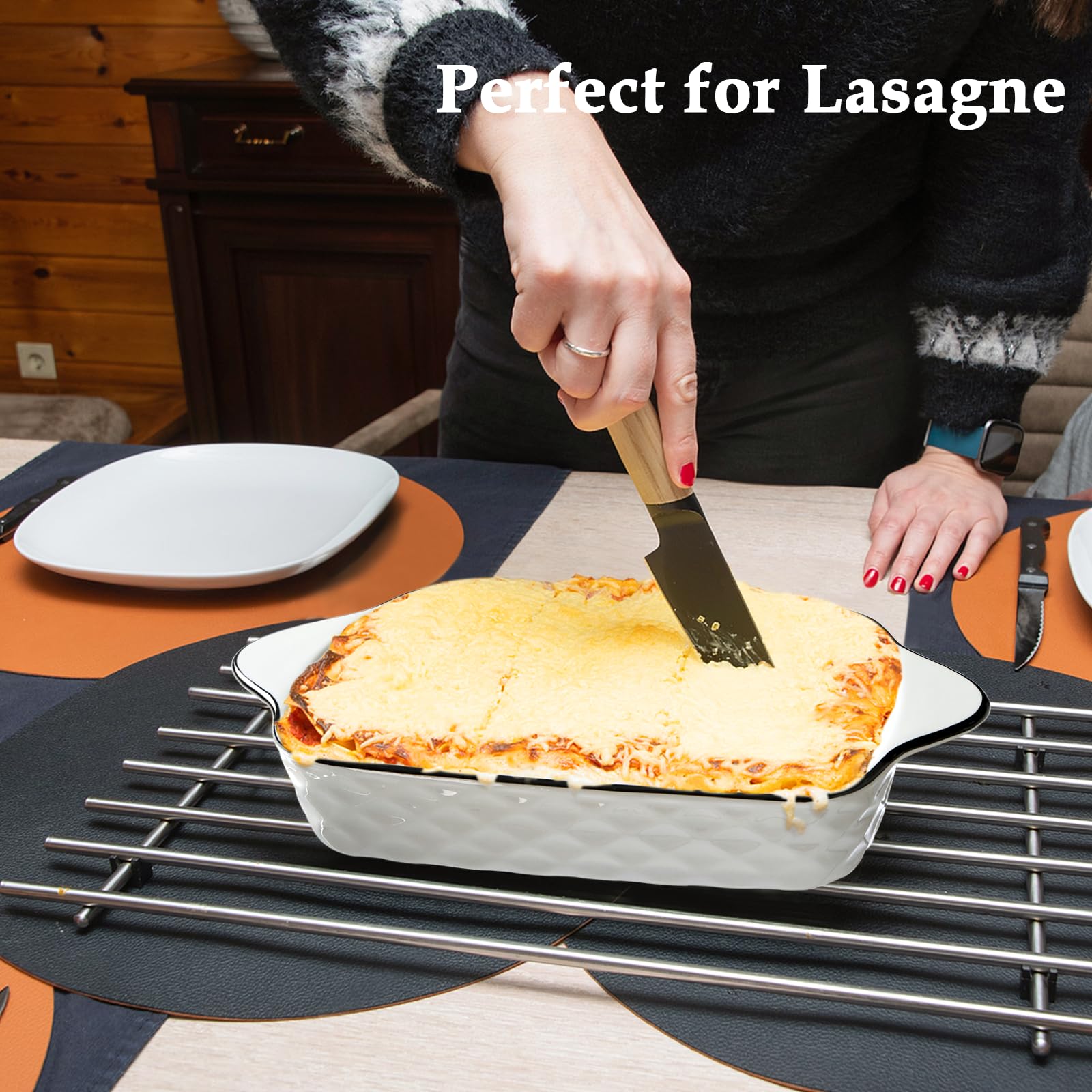 NUTRIUPS 26.5cm Kleine Auflaufformen 4er Set, 1L Rechteckige Lasagneformen, Kleine Keramik Backform, Rechteckige Backformen mit Griffen, Ofenfest & Mikrowellenfest