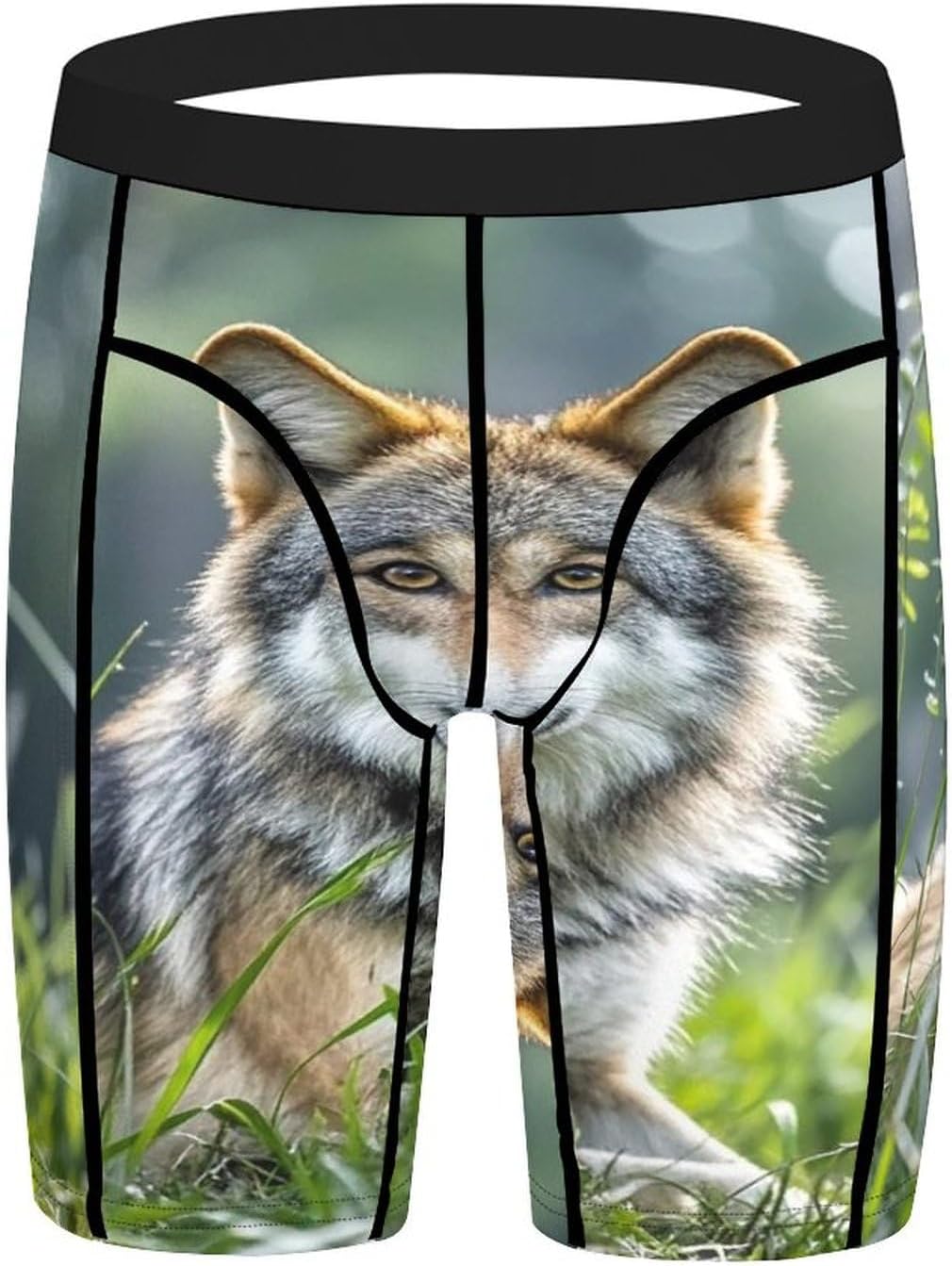 Wolf On The Grass Compression Shorts Men Spandex Sport Shorts Workout Performance Baselayer Underwear