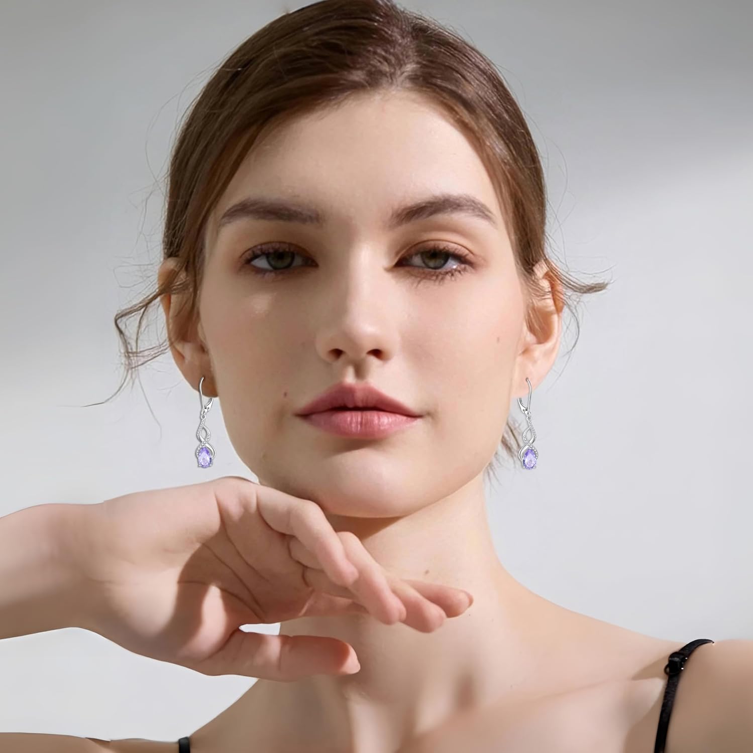 Infinity Dangle Drop Earrings for Women 925 Sterling Silver Teardrop Birthstone Leverback Earrings Jewelry for Her