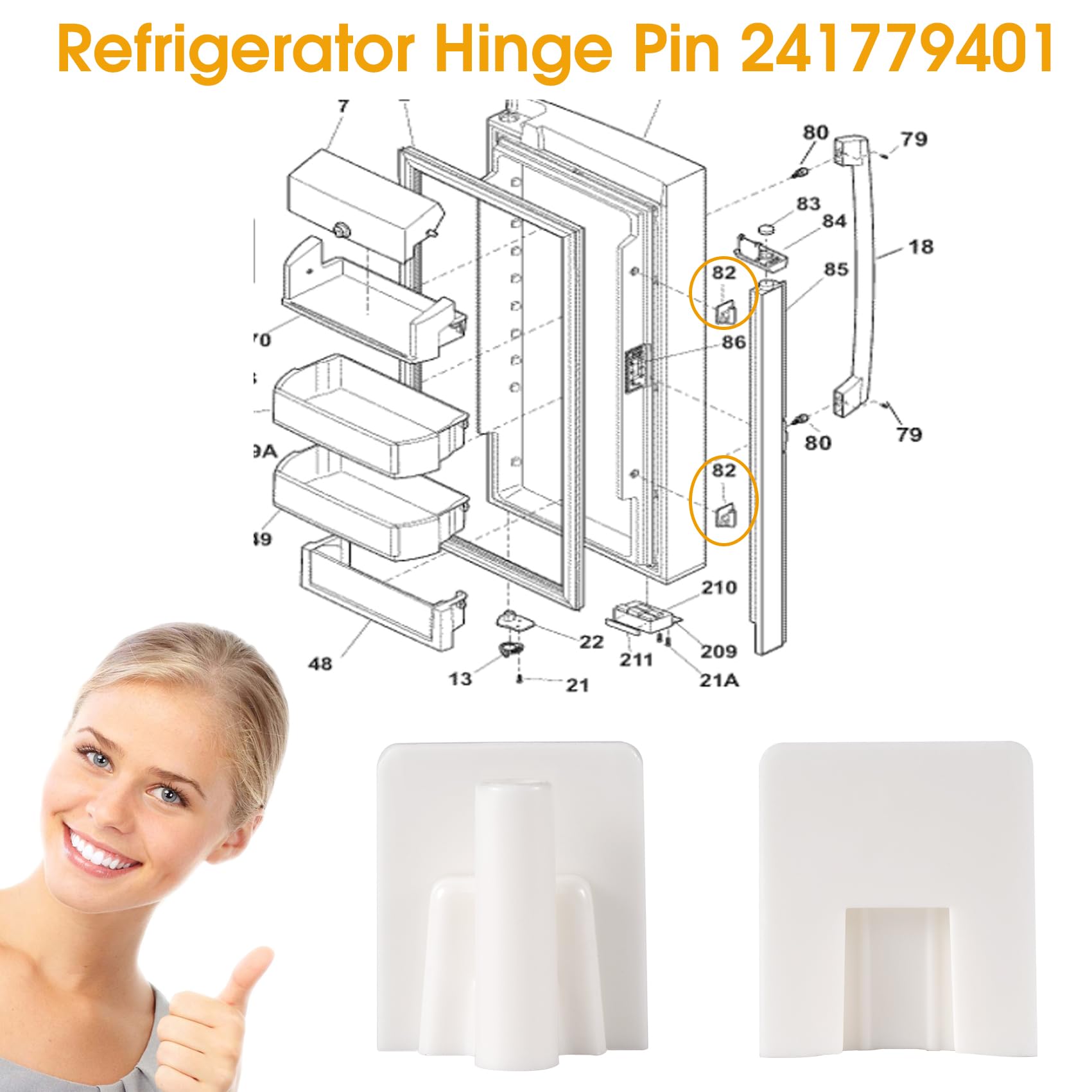 241779401 Refrigerator Door Hinge Pin Compatible with Frigidaire  