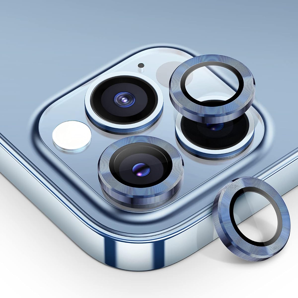 Tensea Camera Lens Protector Ring for iPhone 13 Pro - iPhone 13 Pro Max | 9H Tempered Glass Camera Cover Screen Protector Metal Individual Ring for iPhone 13Pro 6.1 inch iPhone 13 ProMax 6.7 inch