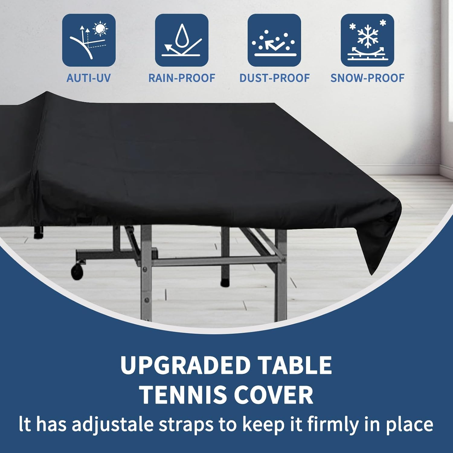 Femuar Outdoor Waterproof Table Tennis Cover, 72.8 x 65 x 27.5 in, Black