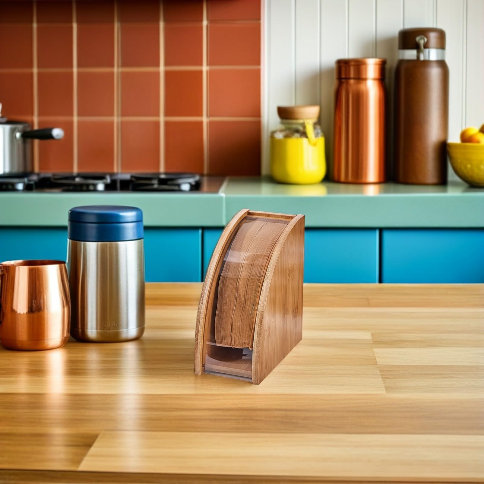 Kaffeefilter Organizer aus Holz Robuster Filterpapier Halter mit Großem Fassungsvermögen für Übersichtliche Aufbewahrung Freistehendes Design für Einfachen Zugriff Kaffeefilter