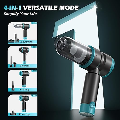 Miniatura 3 de Aspiradora de mano para coche con potencia de 15000PA, aspiradora inalámbrica pequeña y potente 4 en 1 y quitamanchas con batería de 2000mAh,