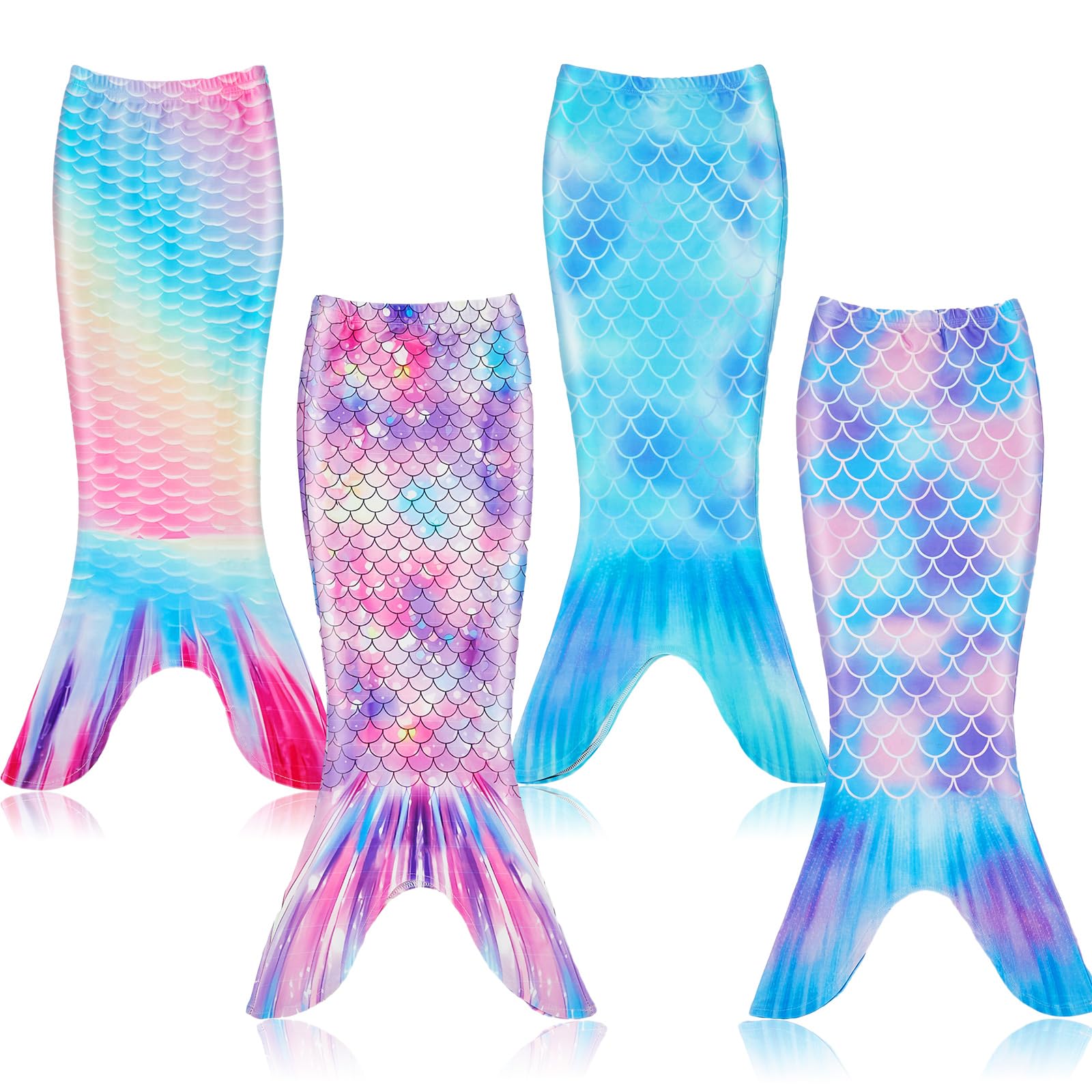 Toulite 4 Pcs Mermaid Tail for Mermaid Party Favor Mermaid Tails for Girls Dress up for Valentines Mermaid Party Gifts