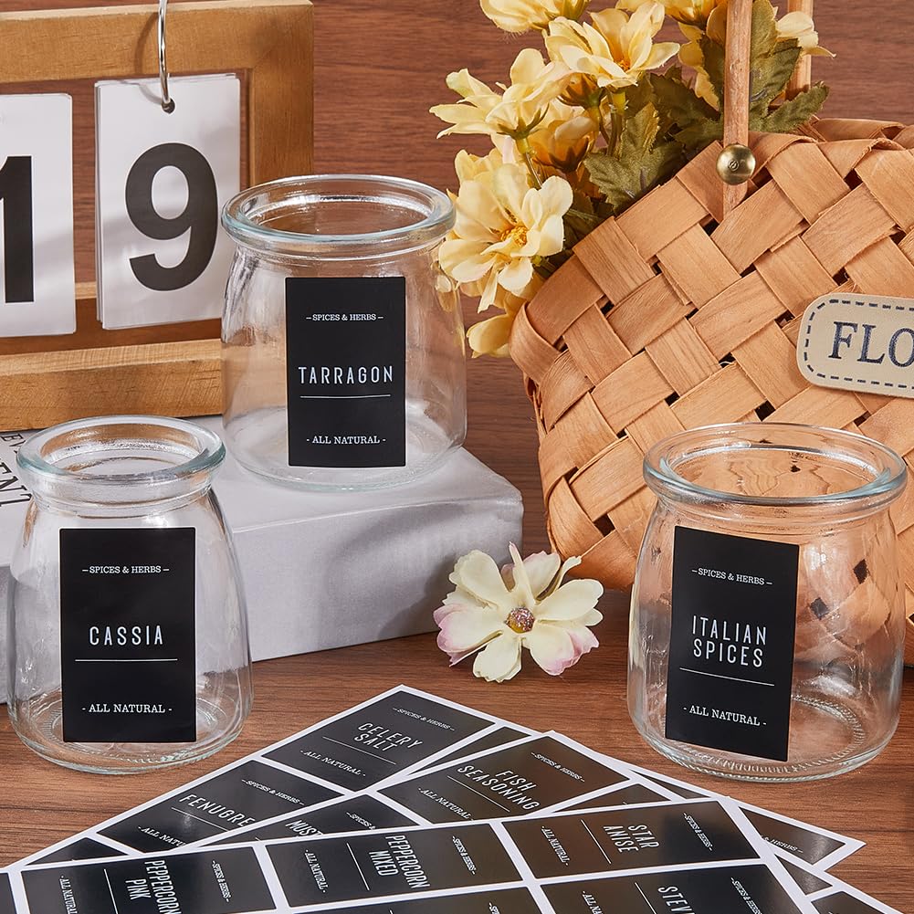 SOFPLATE 320Pcs Rectangle Spice Labels Stickers Black Spice Bottle Stickers Preprinted Waterproof Oil Resistant Home Jar DIY Blank Labels for Kitchen Pantry Laundry Bathroom Organization Supplies - Image 3