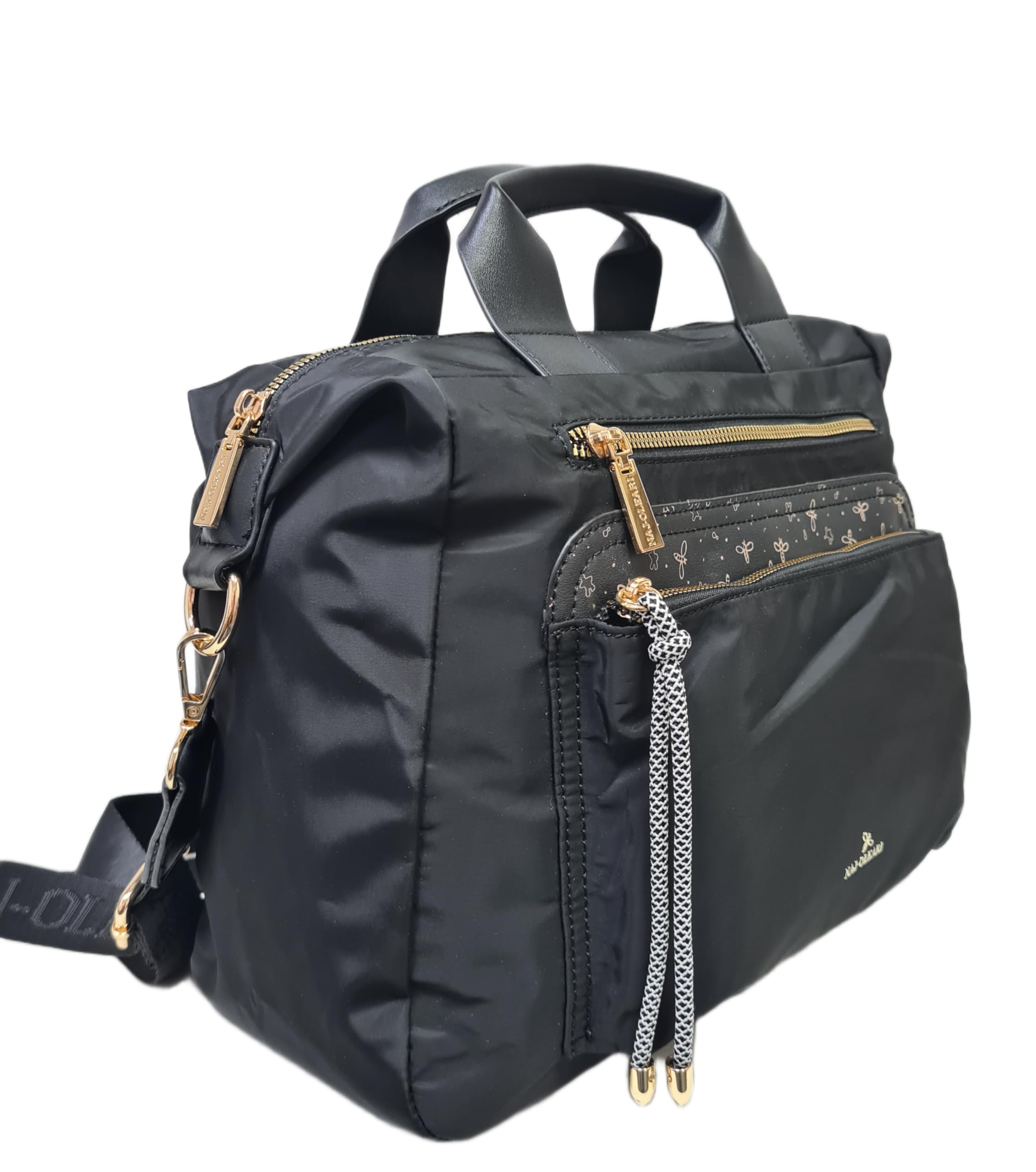 NAJ-OLEARI Borsa Donna In Nylon Cartella Multitasche Portadocumenti Multiuso ART. 61834 Prodotto Realizzato con 100% Nylon Riciclato (NERO)