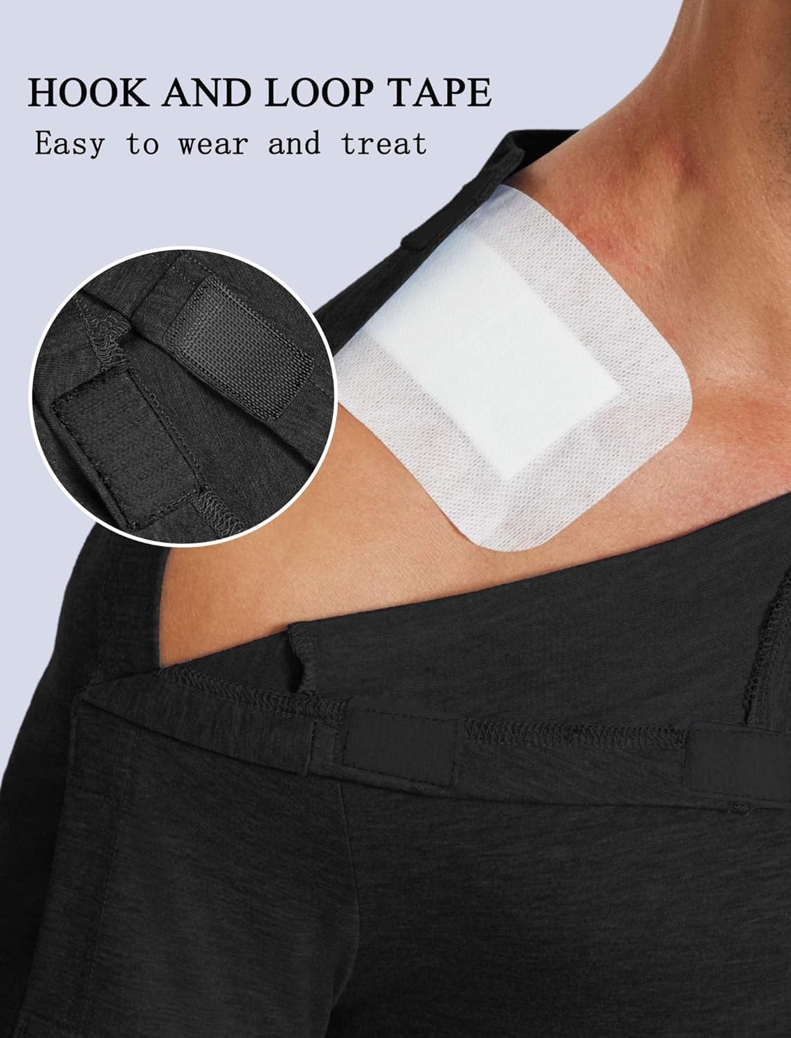 Deyeek Shoulder Surgery Shirts for Men Full Tear Away Short Sleeve T Shirt Adaptive Chemo Clothing with Stick On Fasteners - Image 5