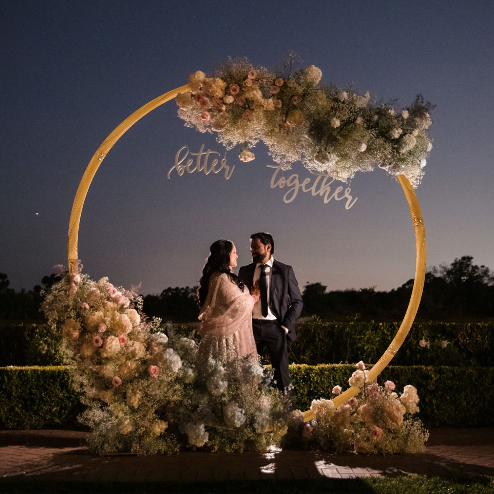 Loninak Wedding Arch 7.2FT, Round Wood Arch for Wedding Ceremony, Wedding Arbor Backdrop Stand for Garden Wedding, Parties, Indoor, Outdoor, Autumn Theme, Wooden Arch Rustic Decorations