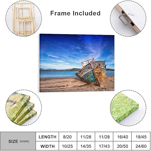 Miniatura 2 de Lienzo decorativo de pared de 11 x 14 pulgadas, diseño de barco, cielo, mar, paisaje, naturaleza, lienzo para pared, póster de pintura moderna,