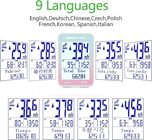 Miniatura 6 de GPS Ordenador de Bicicleta Inalámbrico con Inicio/Parada Automática y Retroiluminación Automática, Bicicleta Odómetro IPX7 Resistente al Agua MPH