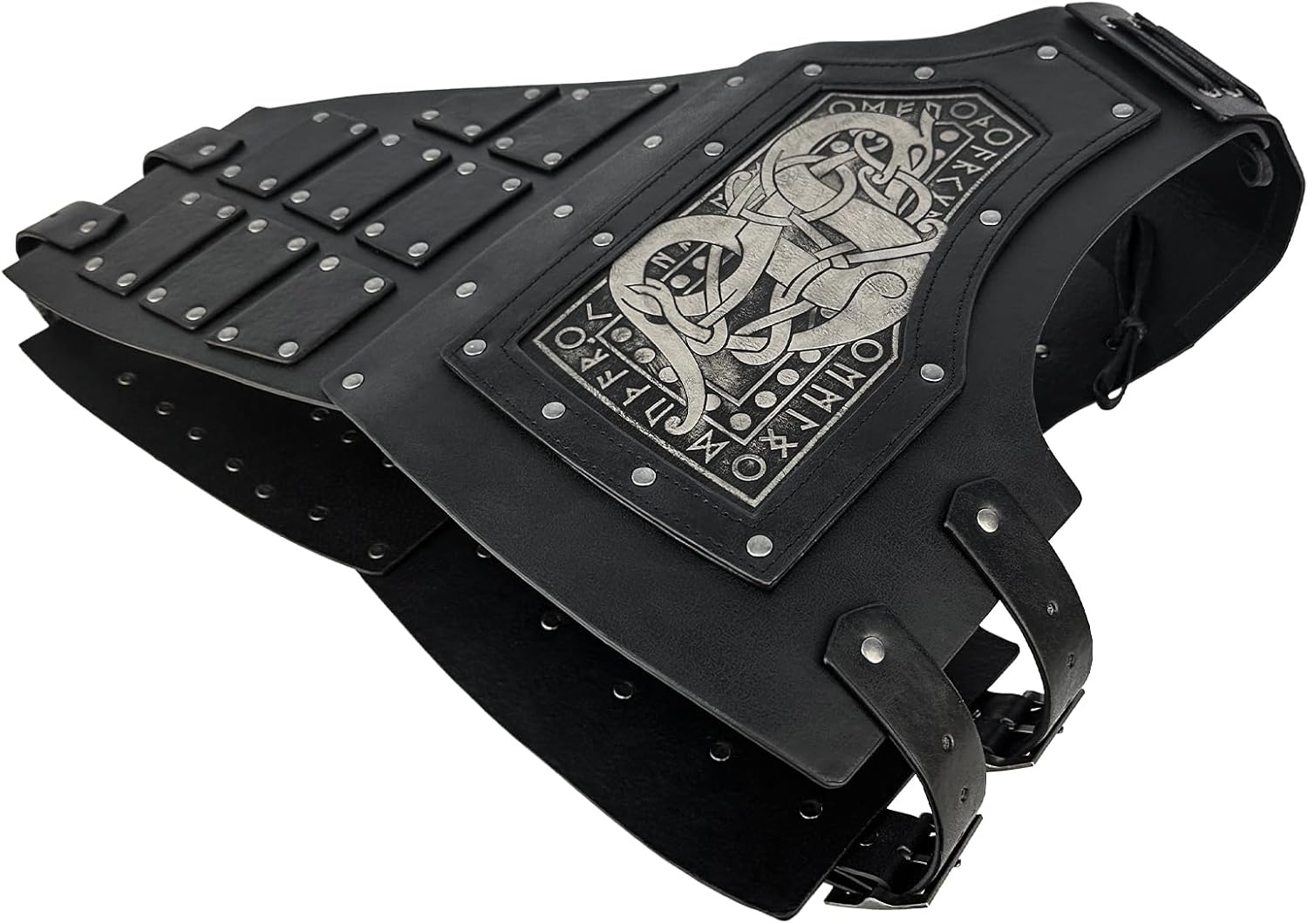 HiiFeuer Viking Embossed Dragon Faux Leather Chest Armor, Medieval Vintage Mercenary Adjustable Vest Armour Knight Body Armor - Image 2