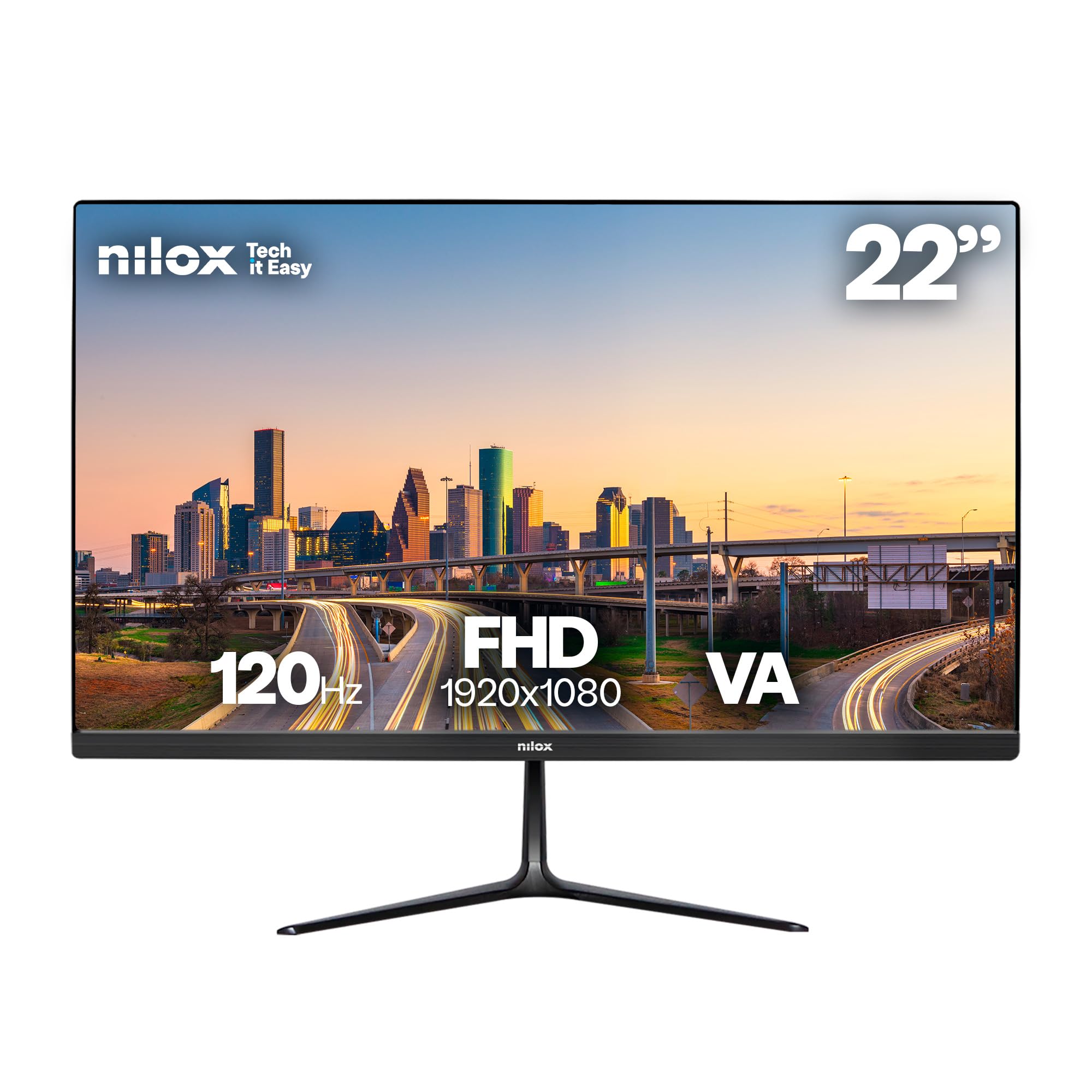 Nilox NXM22FHD1201 Monitor 21.5", Full HD, Schermo Gaming 120Hz 4ms, Monitor PC con Supporto VESA, Connessioni HDMI, Adatto per Lavoro e Divertimento