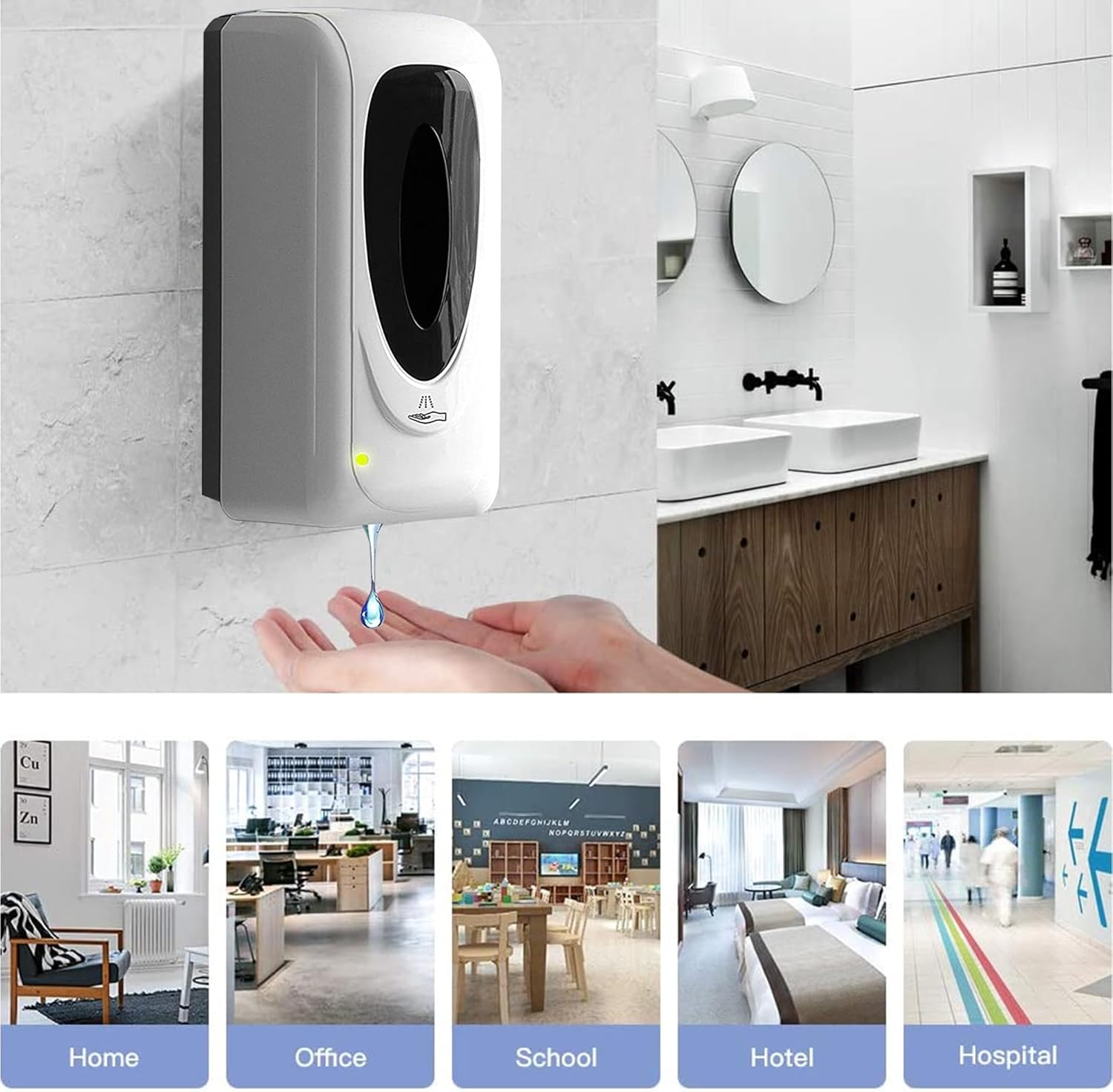 Automatic Soap Dispenser for Kitchen Sink, Commercial Liquid Touchless Soap Dispenser Wall Mounted, Refillable Sensor Hands-Free Dispensers for Office Hotel School Restaurant, 33oz/1000ml - Image 8