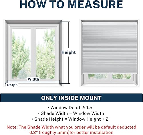 Miniatura 6 de Persianas celulares sin cordón, sin taladro, para ventana de interior, extraíbles y fáciles de instalar, persianas de tela con aislamiento térmico