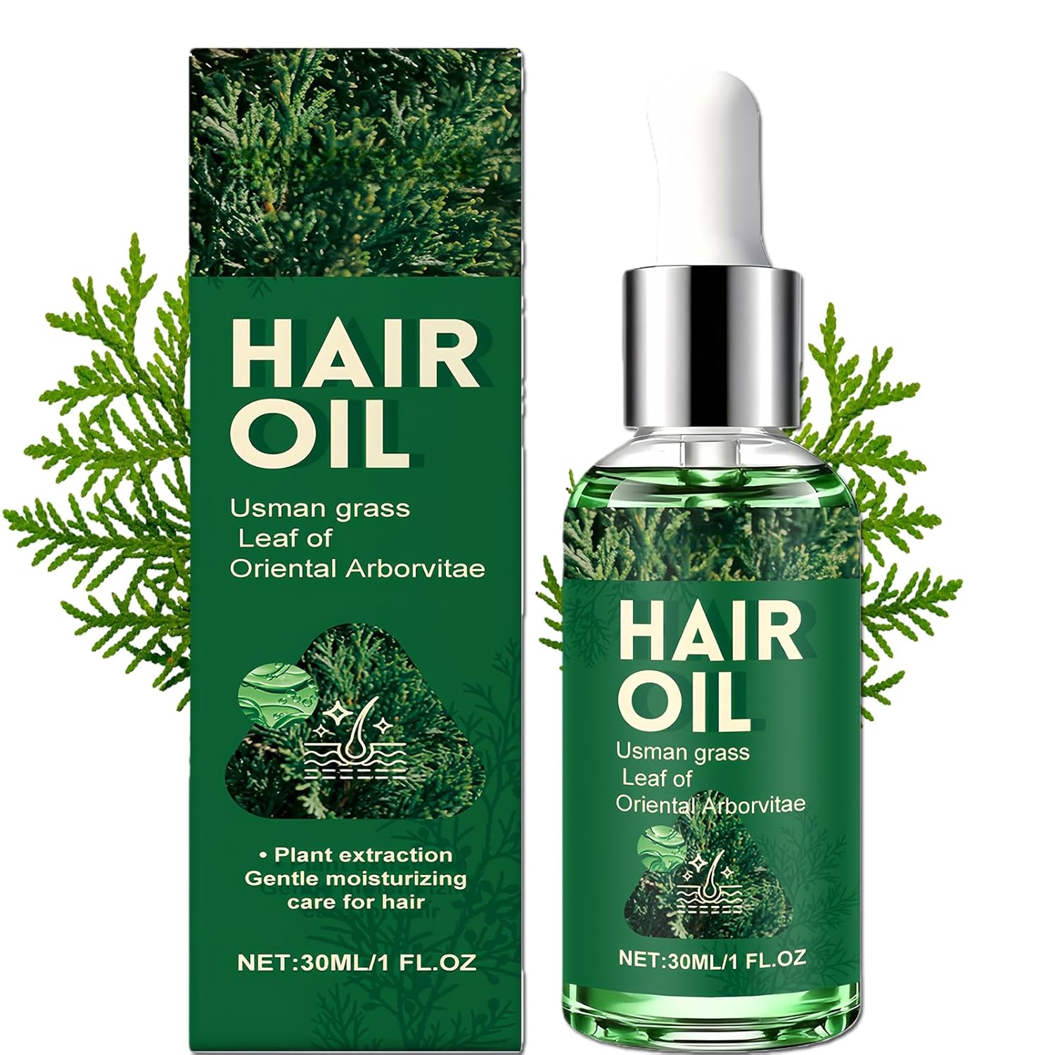 NovaCharm Nature Hair Oil with Usma Grass Extract, Lightweight Herbal Hair Essential Oil for Dry & Damaged Hair, Moisturizing Scalp & Hair Care Serum, 30ML / 1 Fl Oz